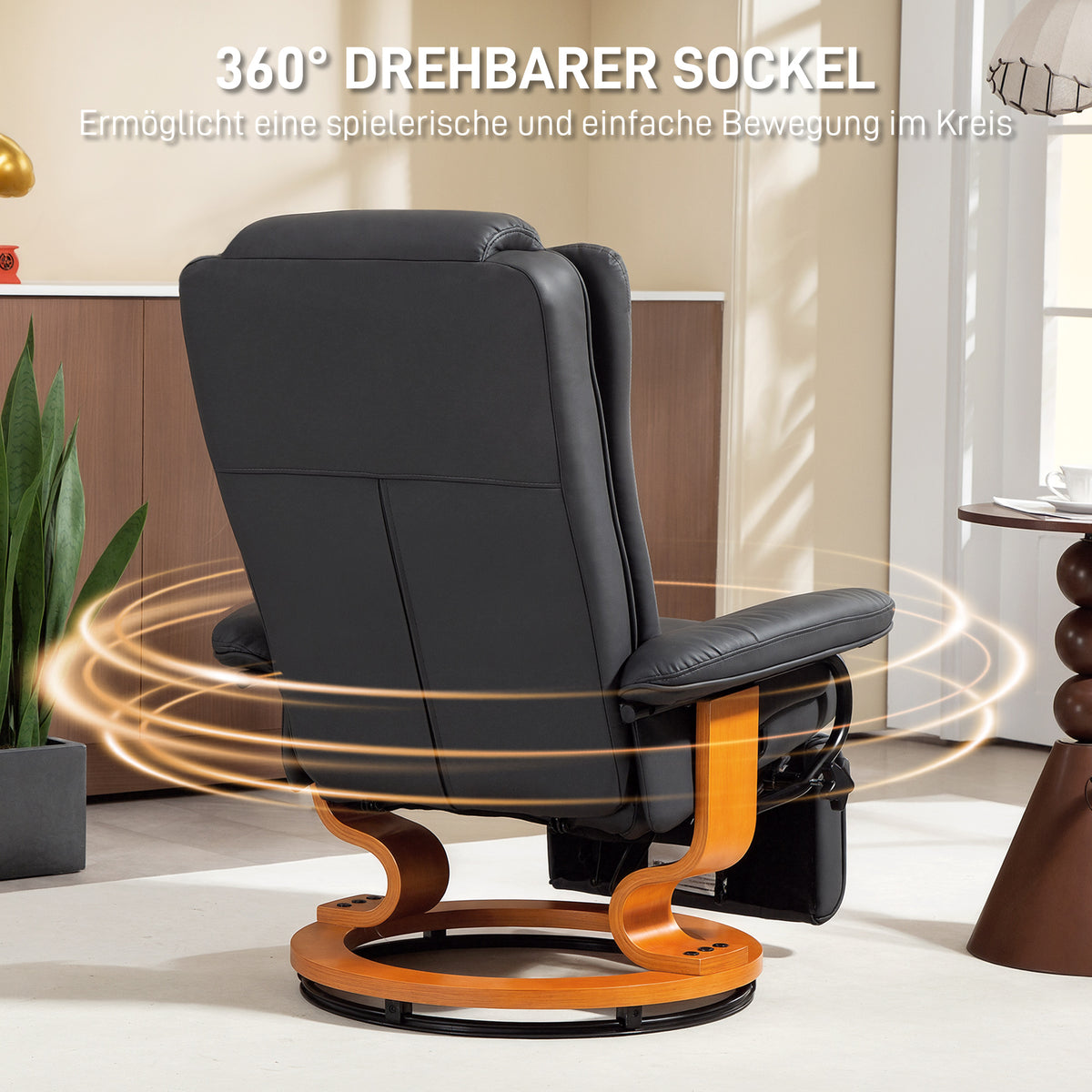 Drehbarer Relaxsessel mit Liegefunktion und Fußstütze