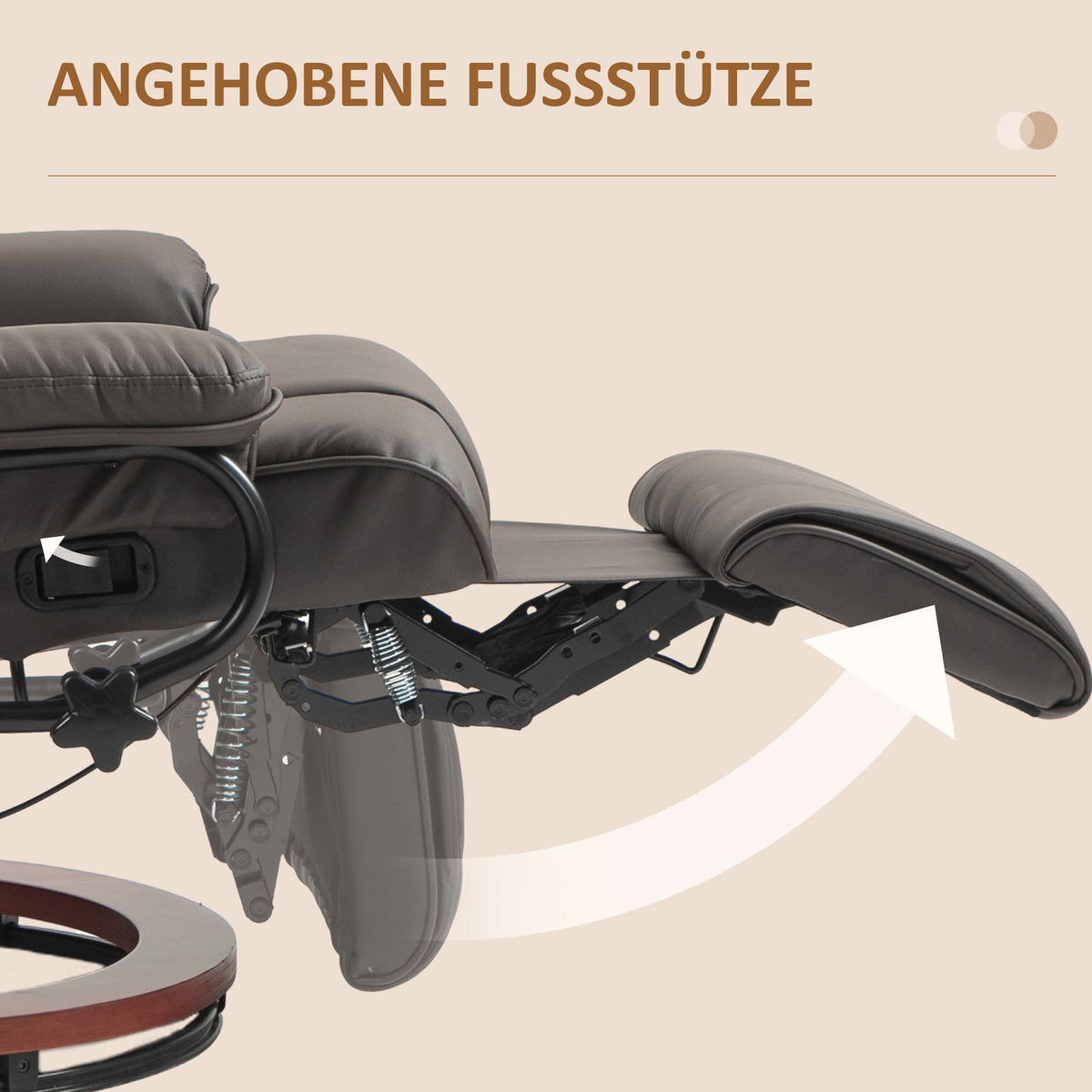 Drehbarer Relaxsessel mit Liegefunktion und Fußstütze
