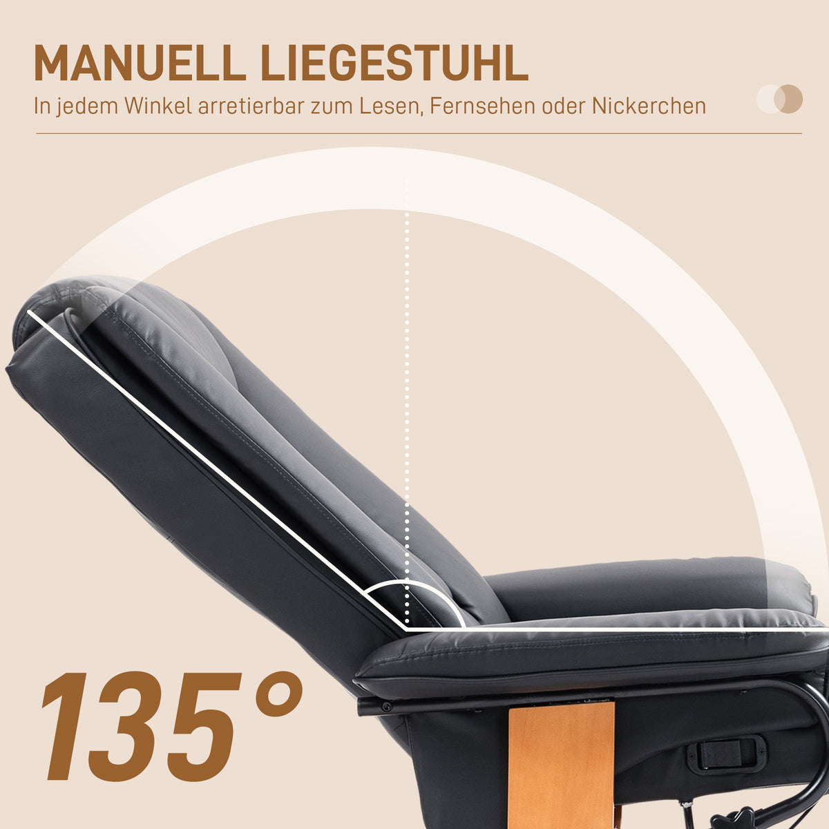 Drehbarer Relaxsessel mit Liegefunktion und Fußstütze