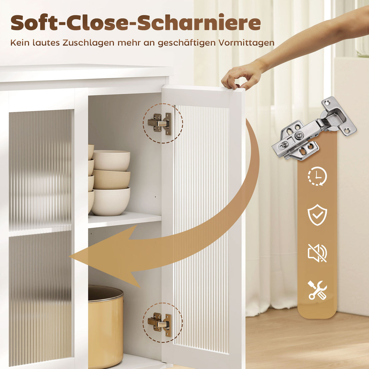 Sideboard mit 4 Schubladen und Glastüren