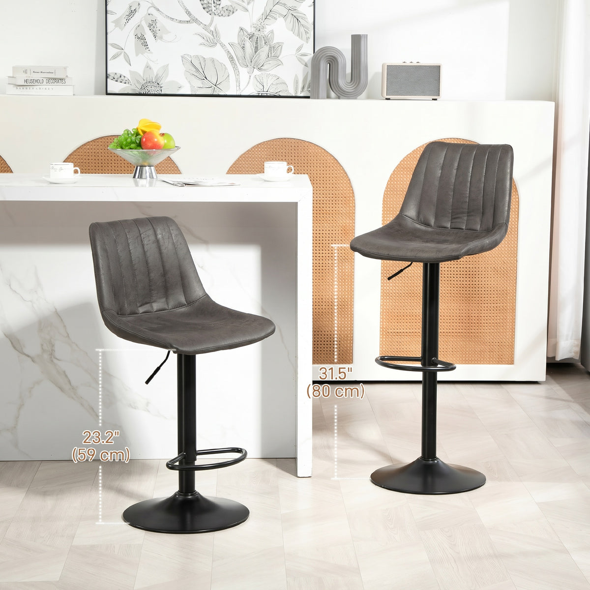 2er-Set höhenverstellbare Barhocker im Retrodesign