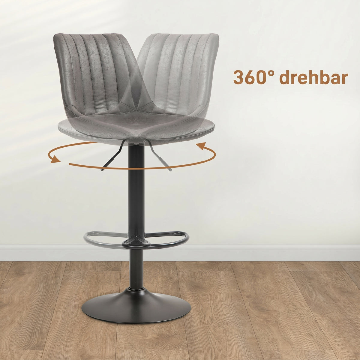2er-Set höhenverstellbare Barhocker im Retrodesign