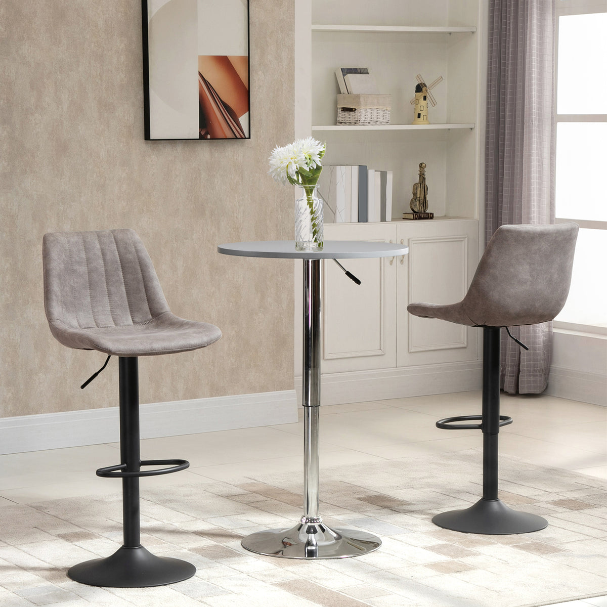 2er-Set höhenverstellbare Barhocker im Retrodesign