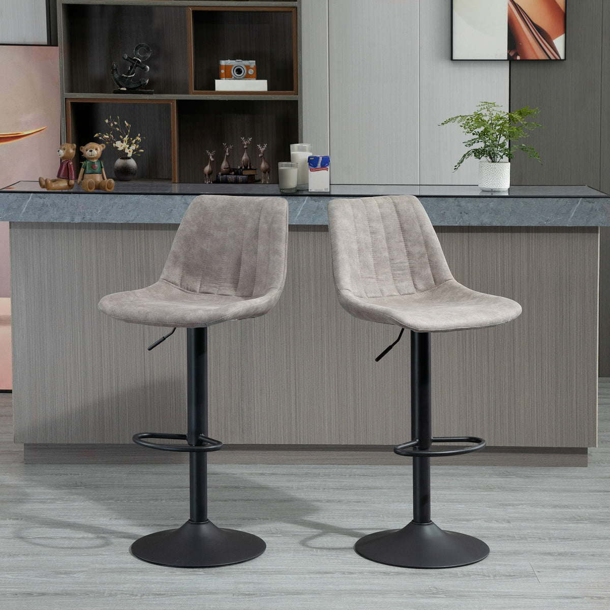 2er-Set höhenverstellbare Barhocker im Retrodesign