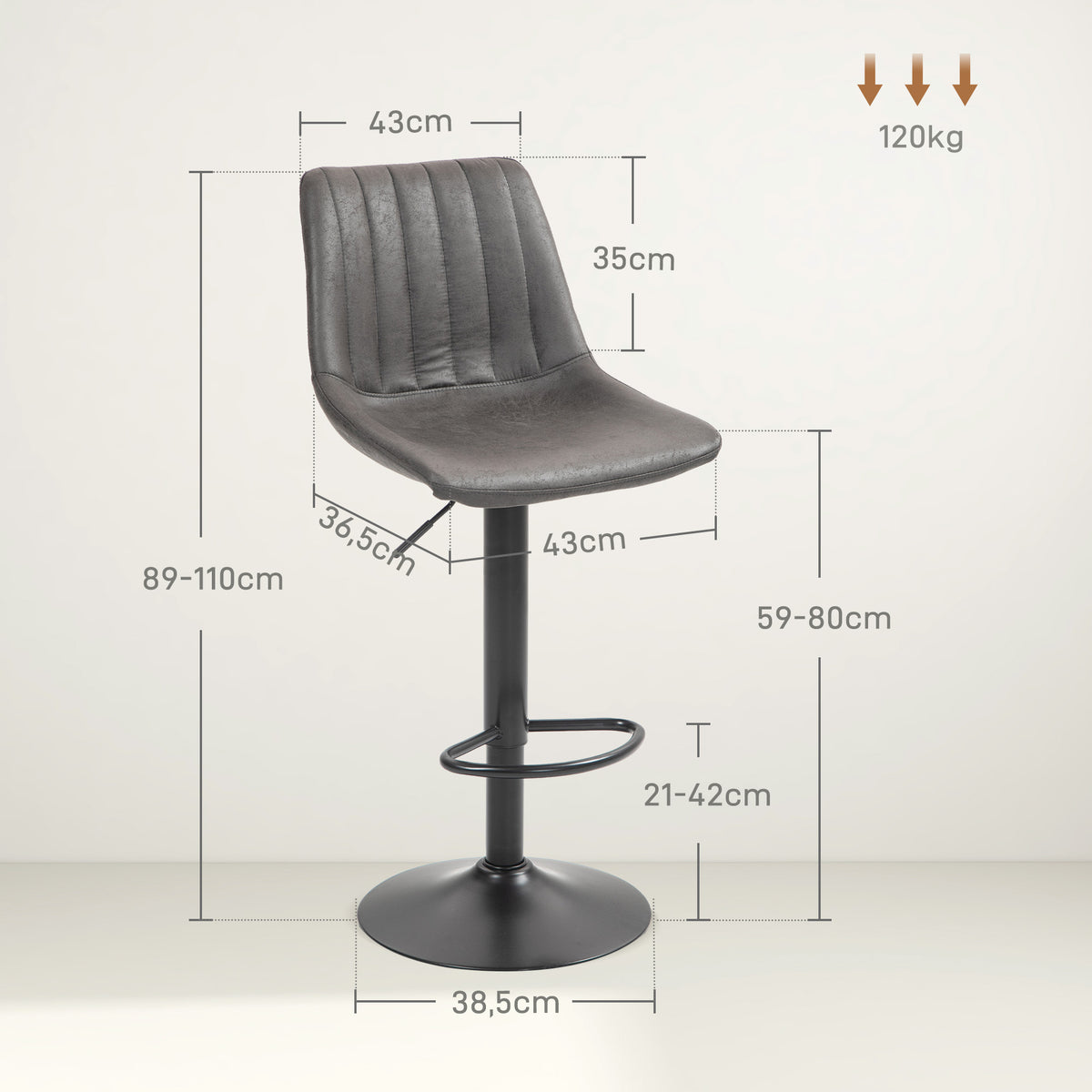 2er-Set höhenverstellbare Barhocker im Retrodesign