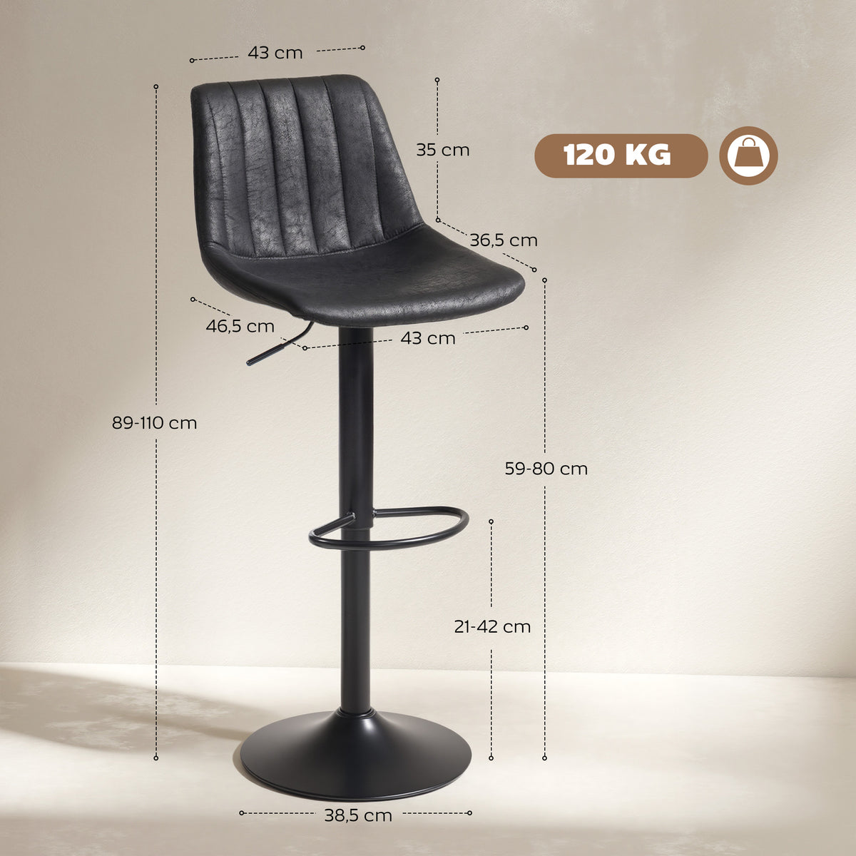 2er-Set höhenverstellbare Barhocker im Retrodesign