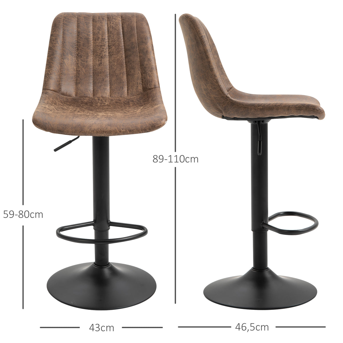 2er-Set höhenverstellbare Barhocker im Retrodesign