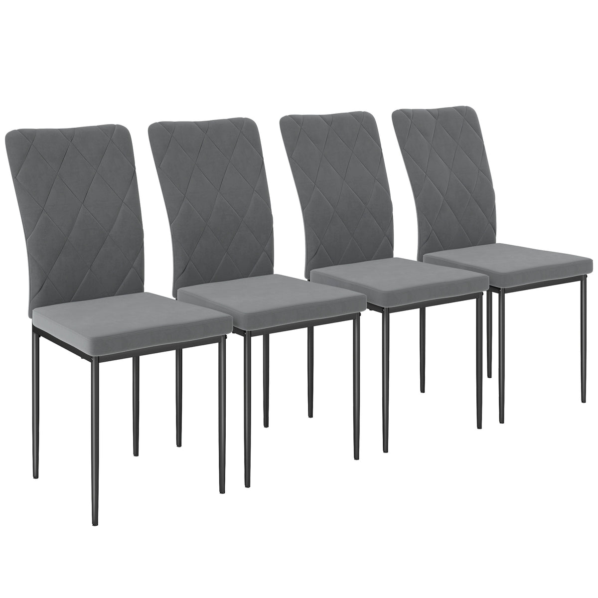 4er-Set Esszimmerstühle in Samtoptik mit Metallbeinen