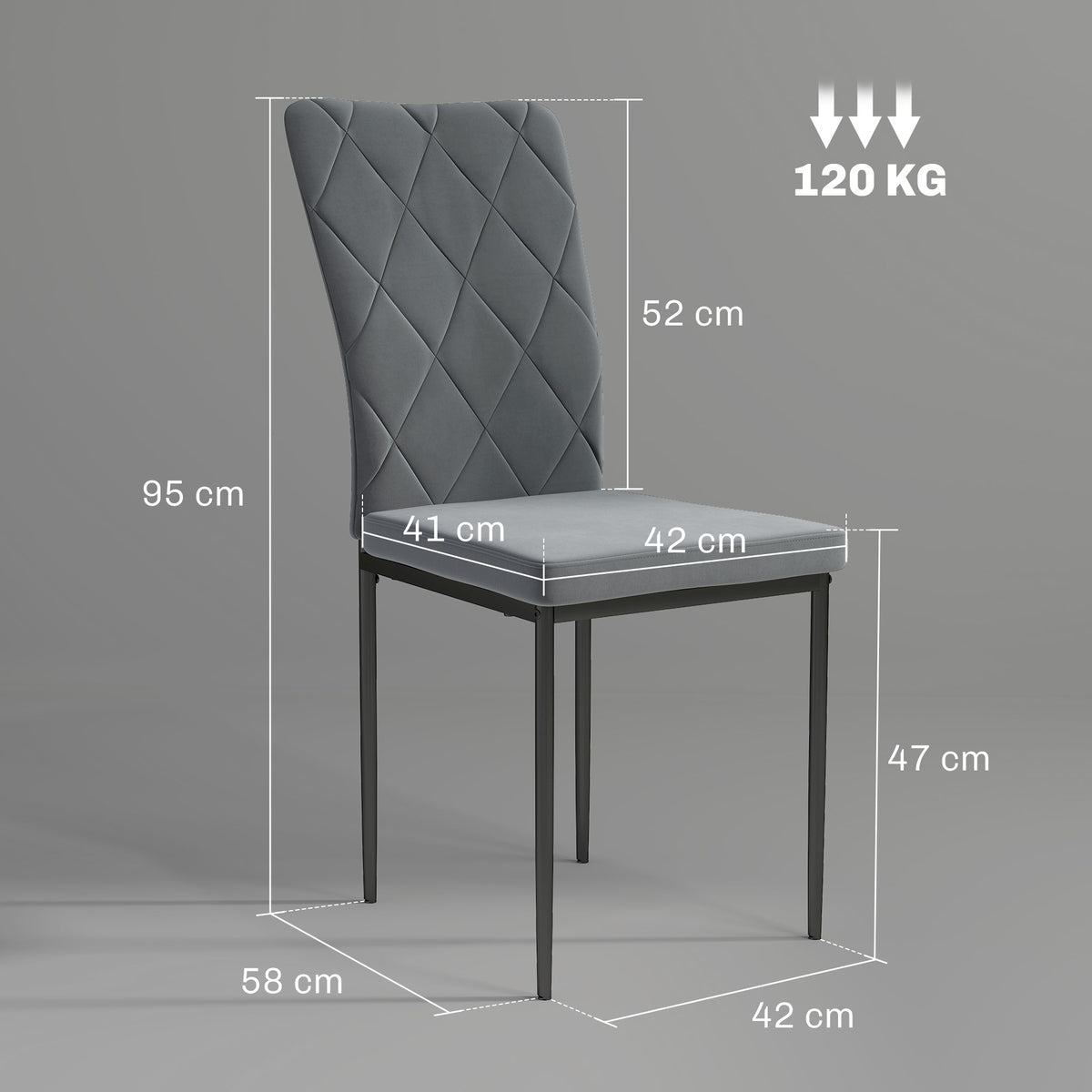 4er-Set Esszimmerstühle in Samtoptik mit Metallbeinen