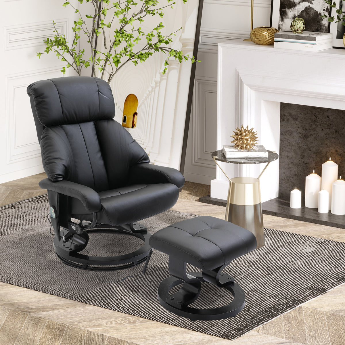 Massagesessel mit Hocker und 10 Vibrationspunkten