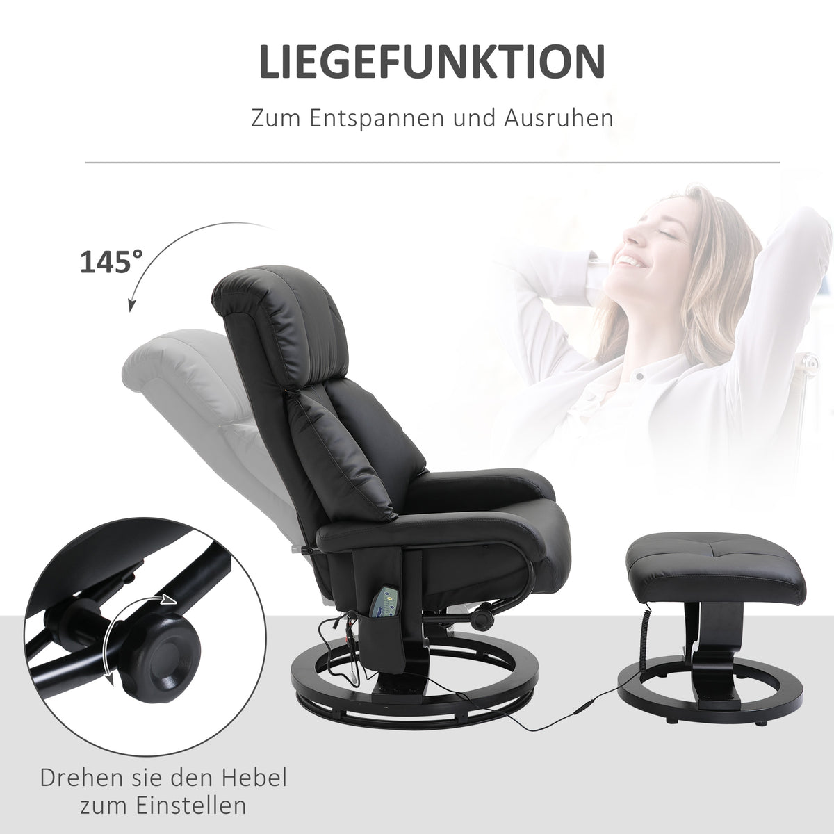 Massagesessel mit Hocker und 10 Vibrationspunkten