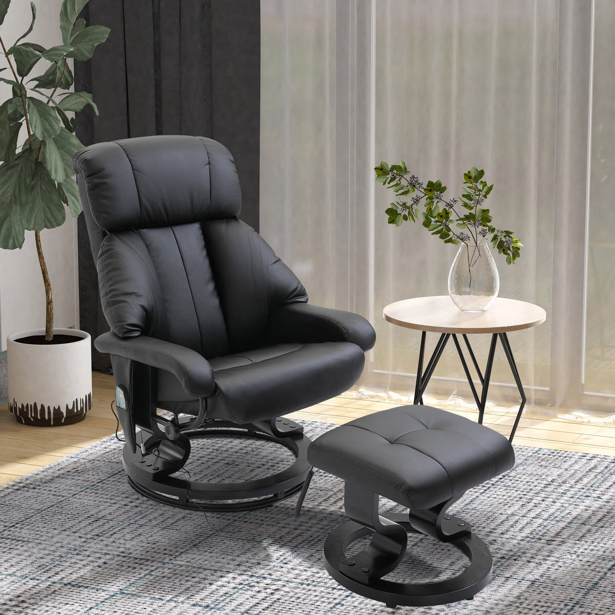 Massagesessel mit Hocker und 10 Vibrationspunkten