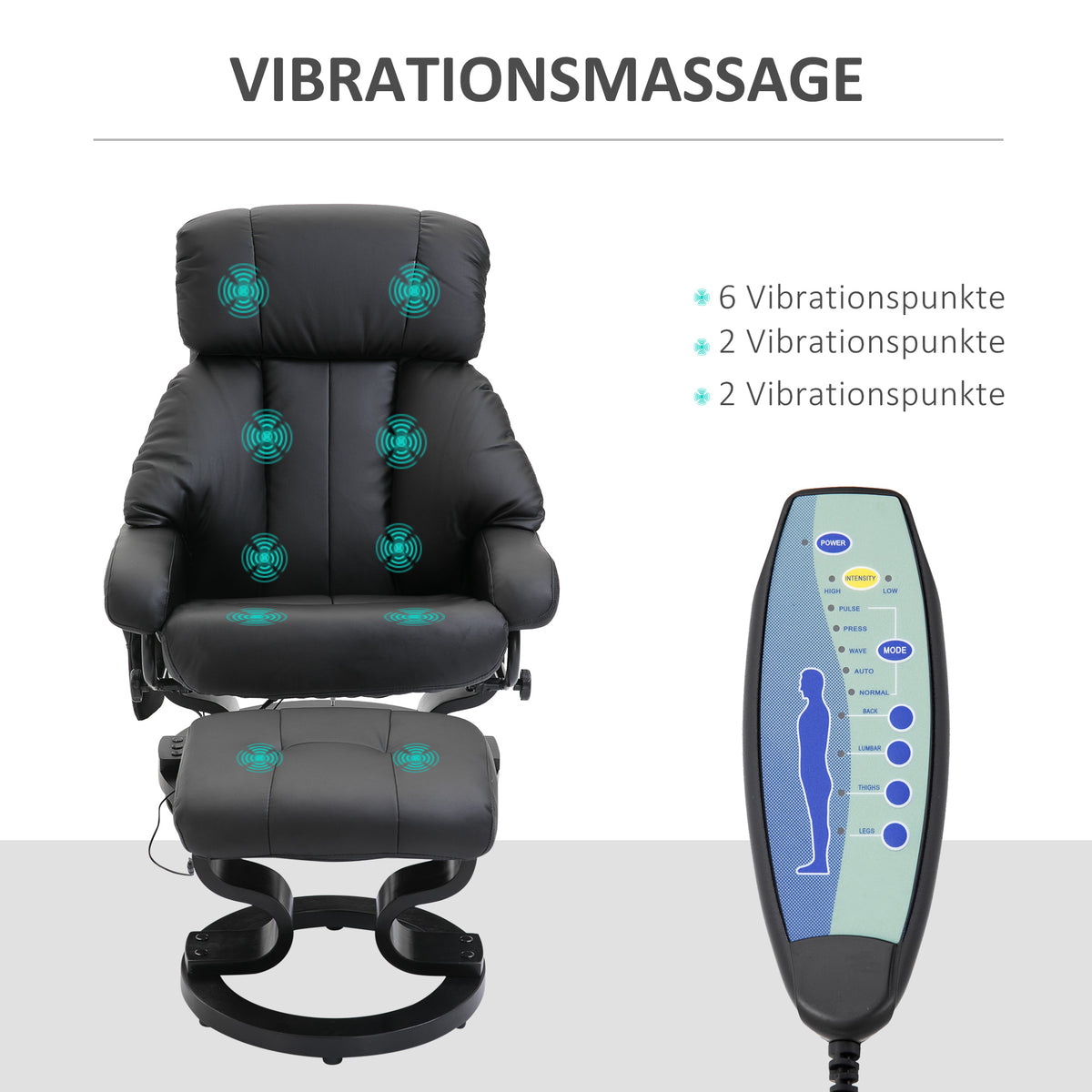 Massagesessel mit Hocker und 10 Vibrationspunkten