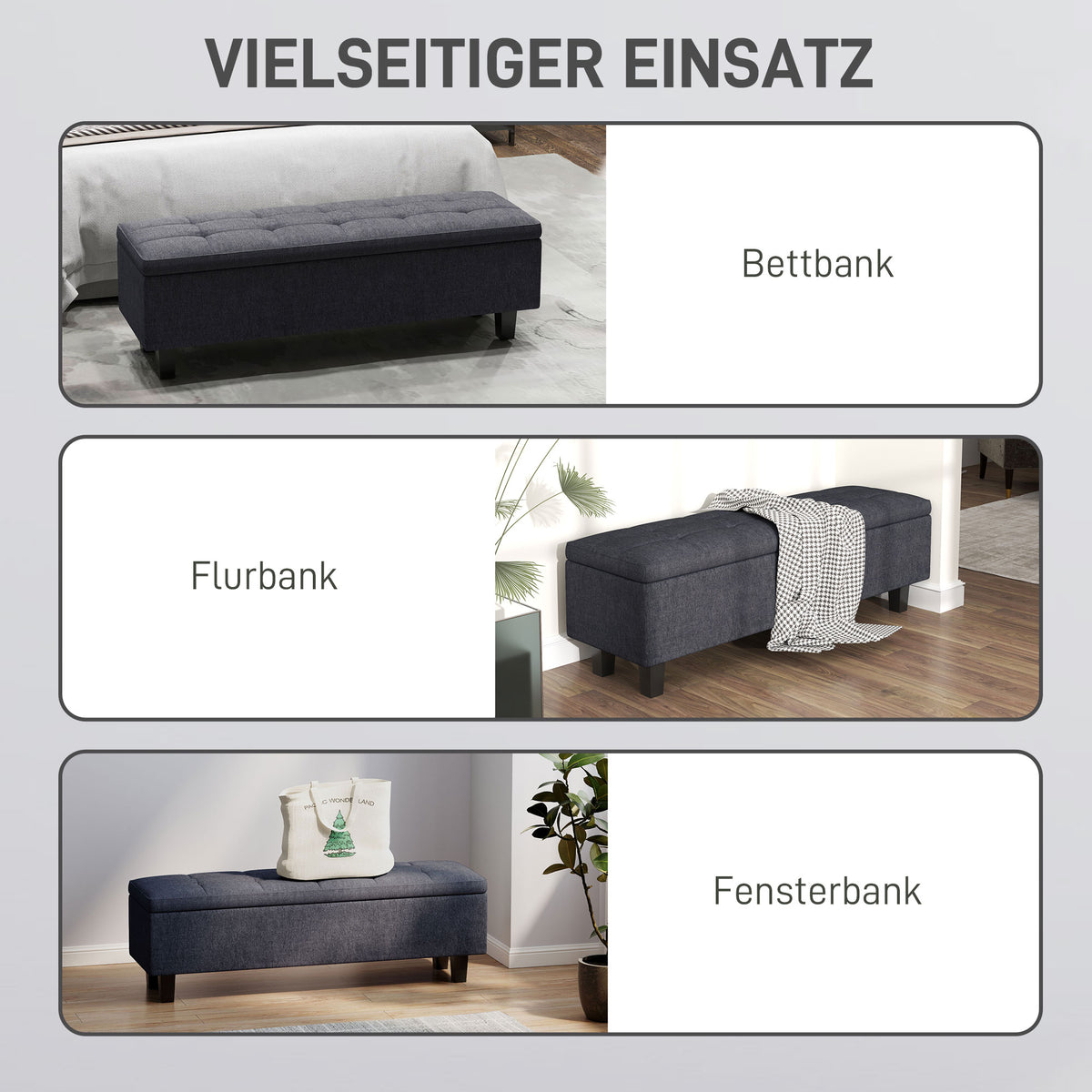 Gepolsterte Sitzbank für Wohn- und Schlafräume