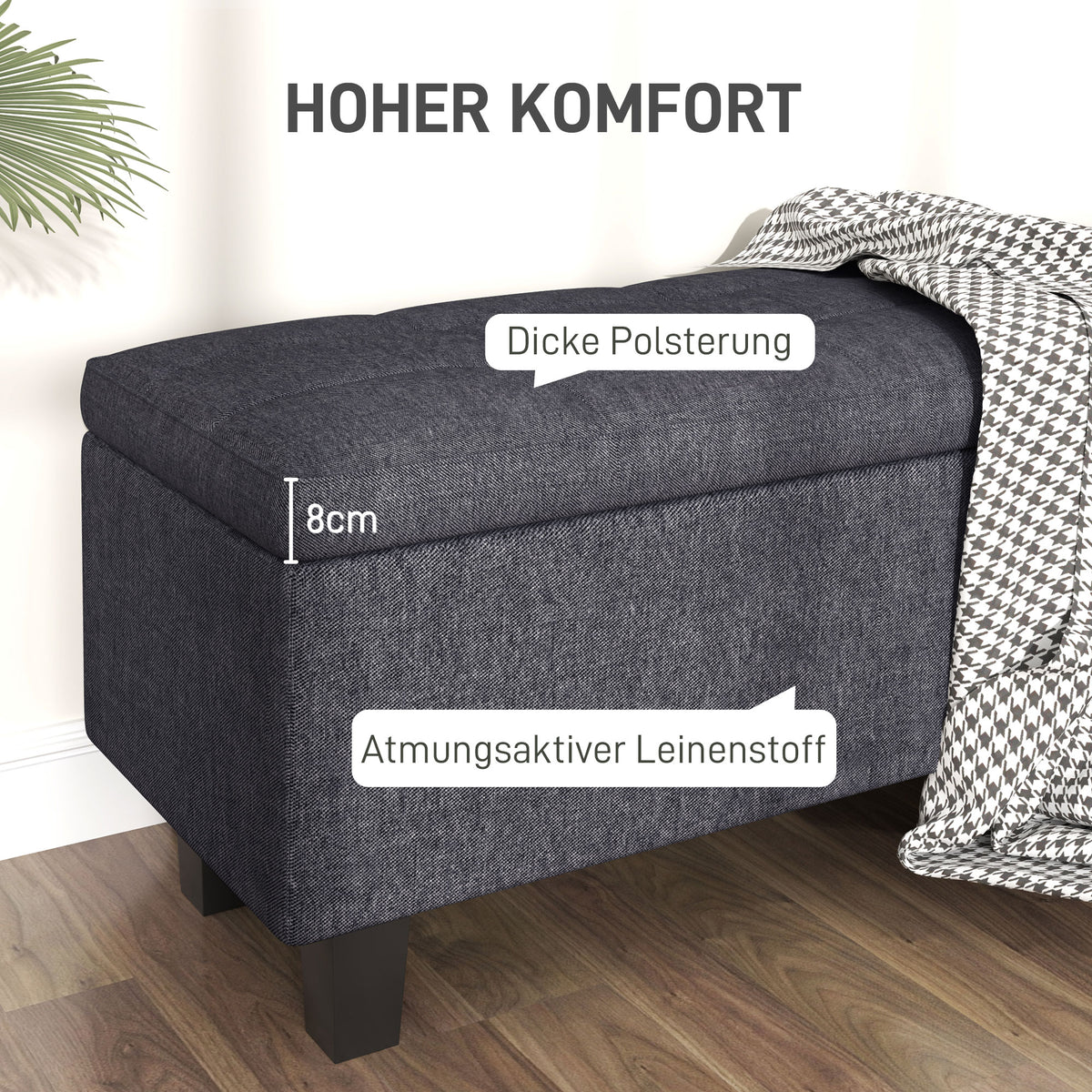 Gepolsterte Sitzbank für Wohn- und Schlafräume