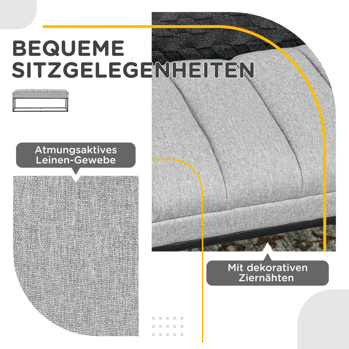Gepolsterte Sitzbank für Wohn- und Schlafräume