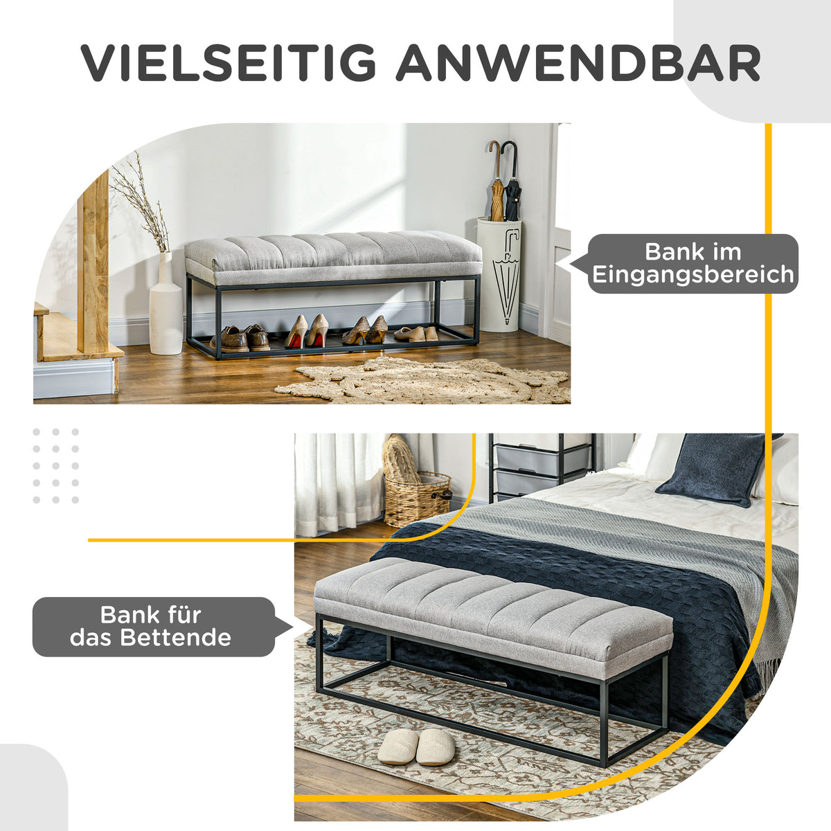 Gepolsterte Sitzbank für Wohn- und Schlafräume