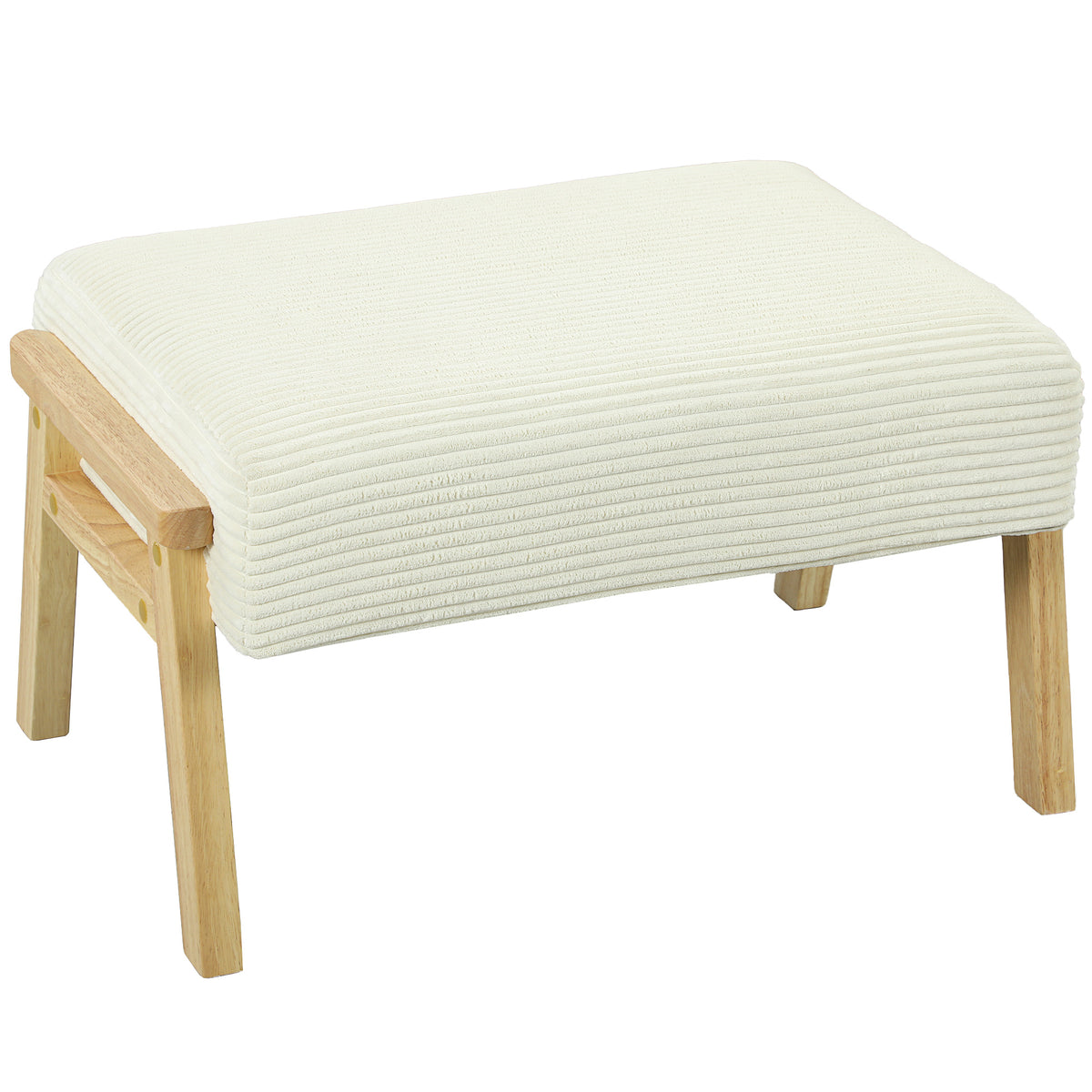 Fußhocker mit Cordbezug und Holzbeinen