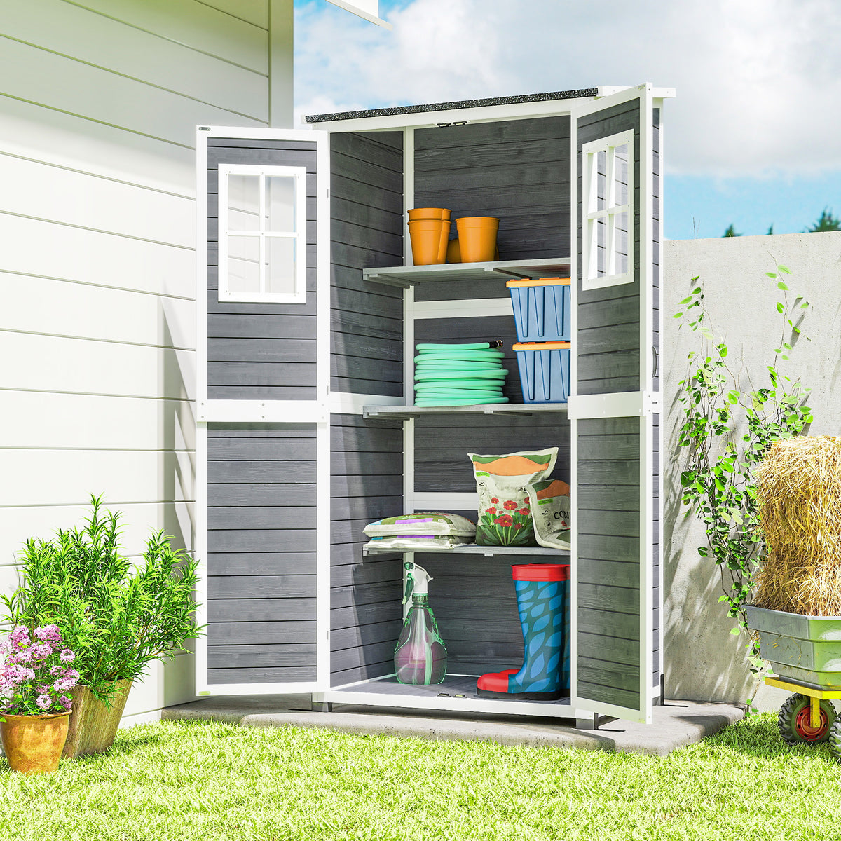 Gartenschrank aus Holz mit Stauraum