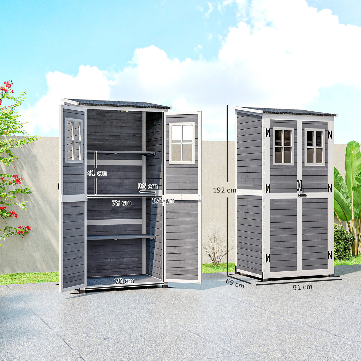 Gartenschrank aus Holz mit Stauraum