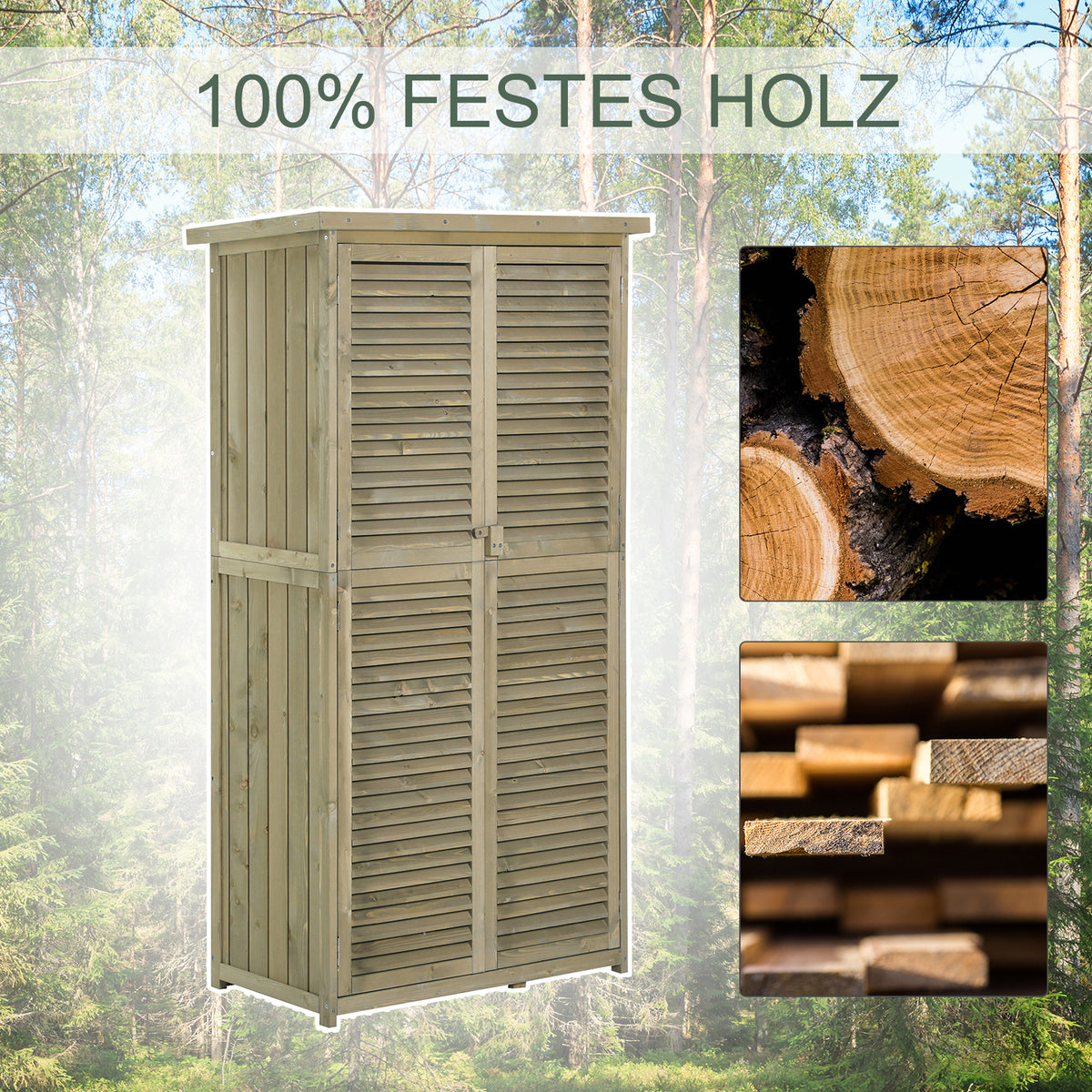 Gartenschrank aus Holz mit Stauraum