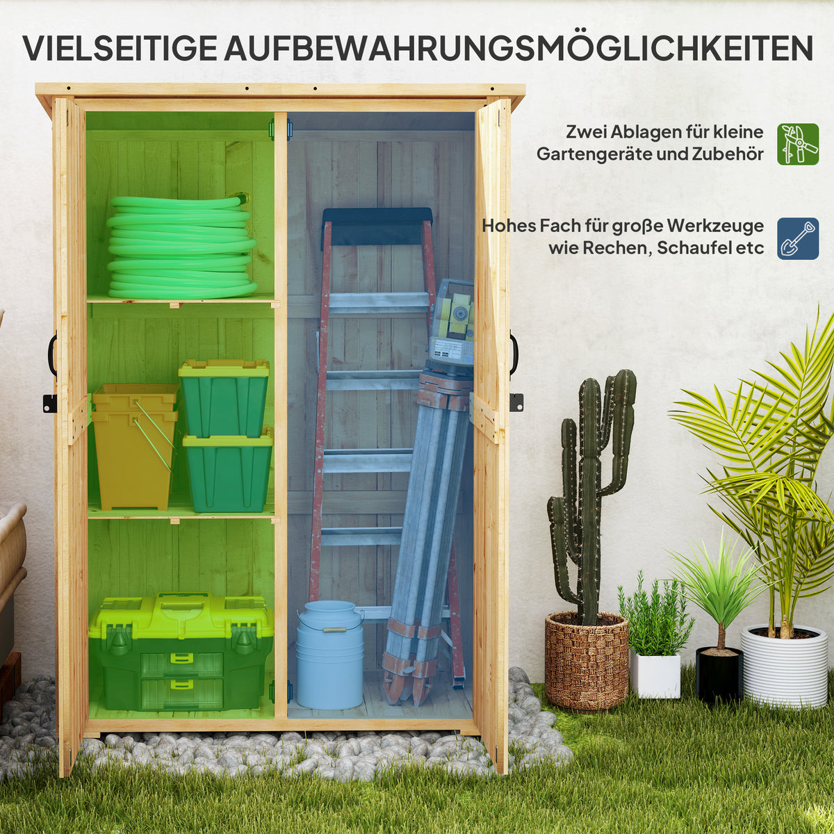Gartenschrank aus Holz mit Stauraum