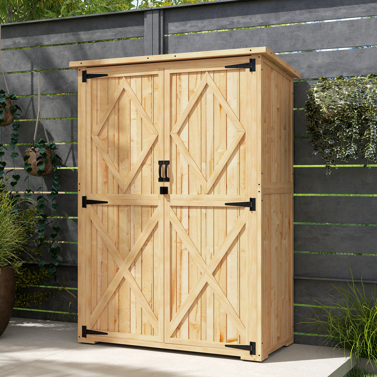 Gartenschrank aus Holz mit Stauraum
