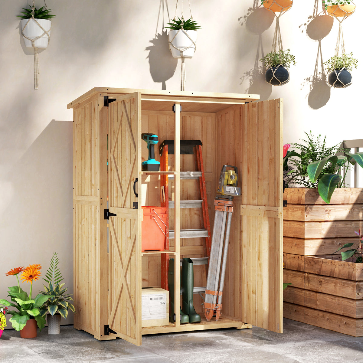 Gartenschrank aus Holz mit Stauraum