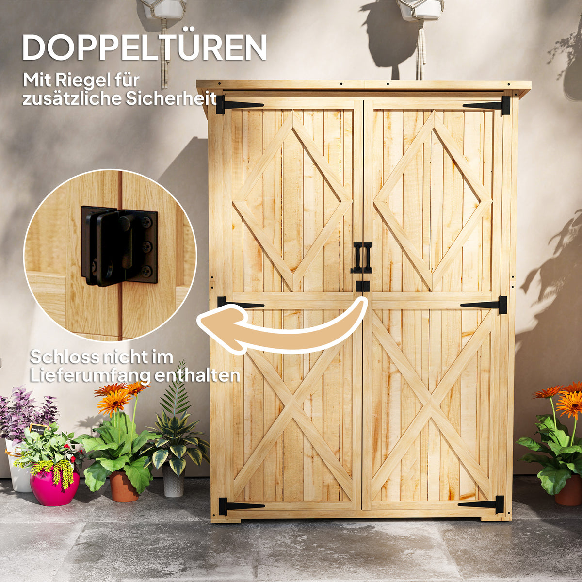 Gartenschrank aus Holz mit Stauraum