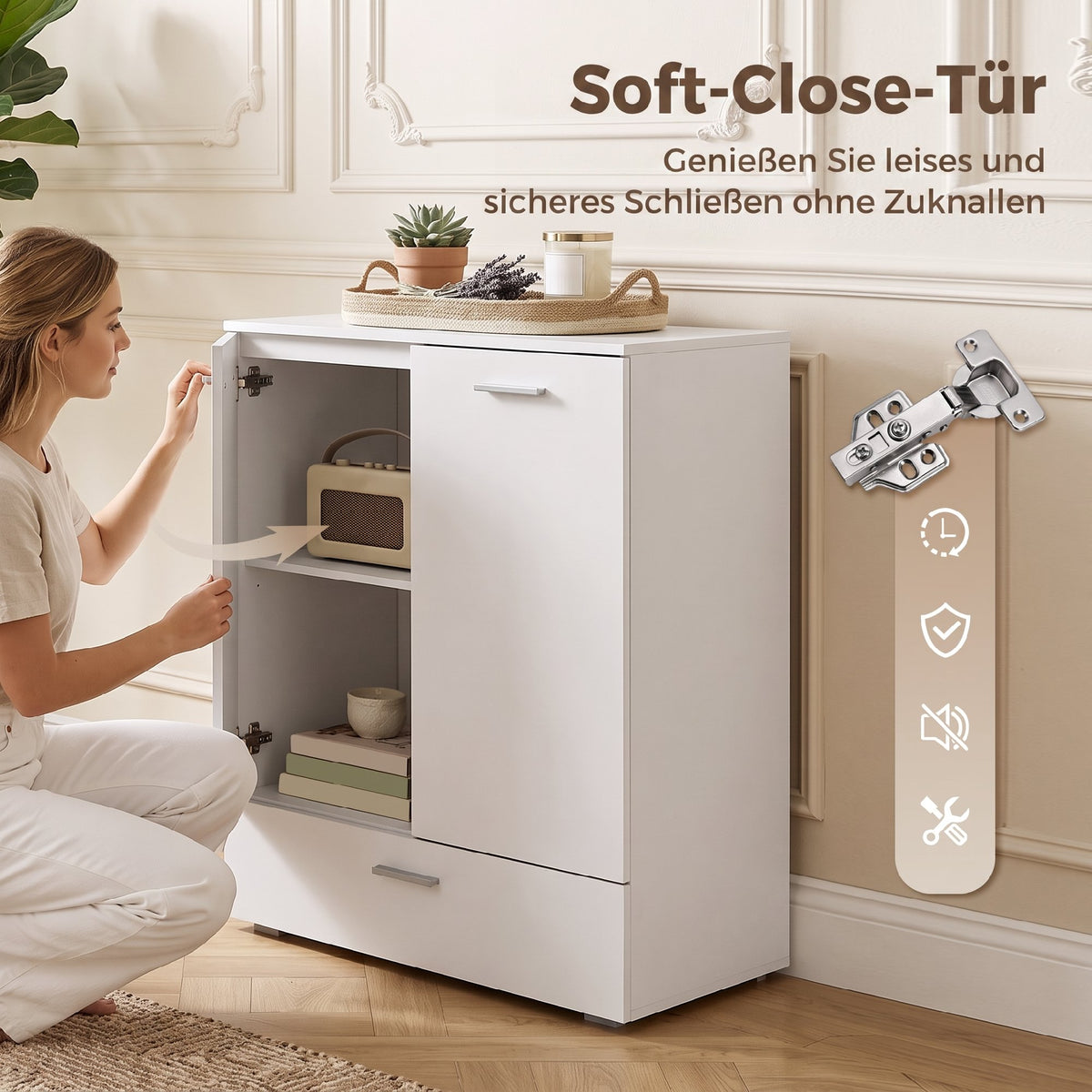 Sideboard 80 cm mit Schublade und verstellbarem Einlegeboden