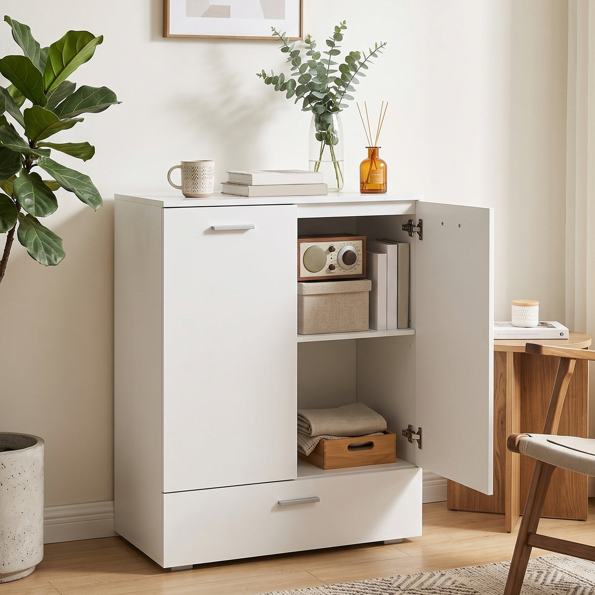 Sideboard 80 cm mit Schublade und verstellbarem Einlegeboden