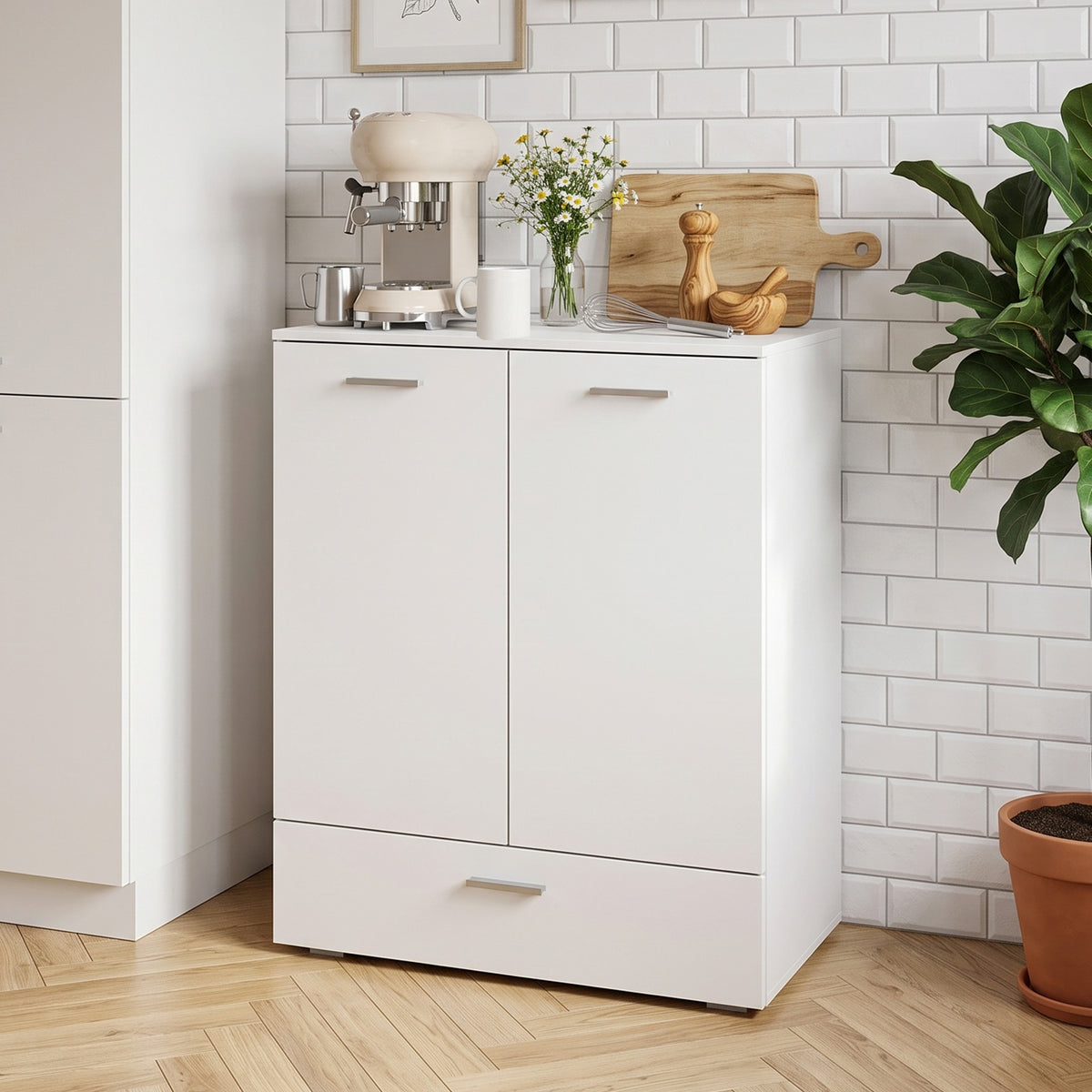 Sideboard 80 cm mit Schublade und verstellbarem Einlegeboden