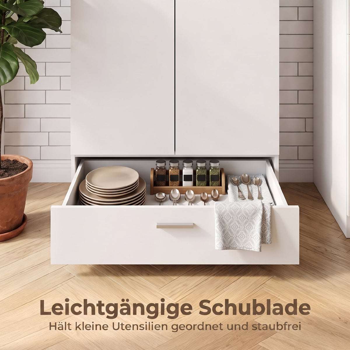 Sideboard 80 cm mit Schublade und verstellbarem Einlegeboden