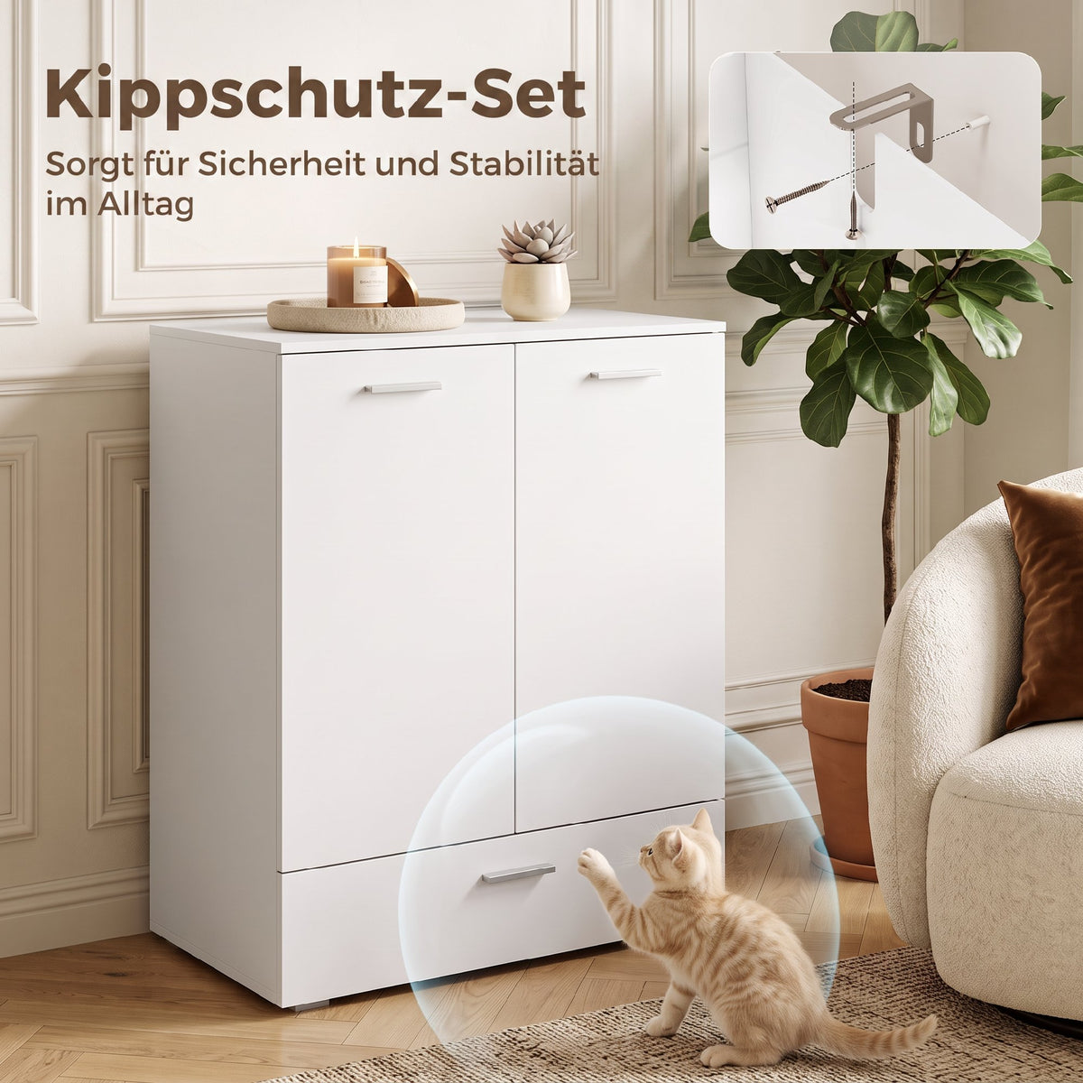 Sideboard 80 cm mit Schublade und verstellbarem Einlegeboden