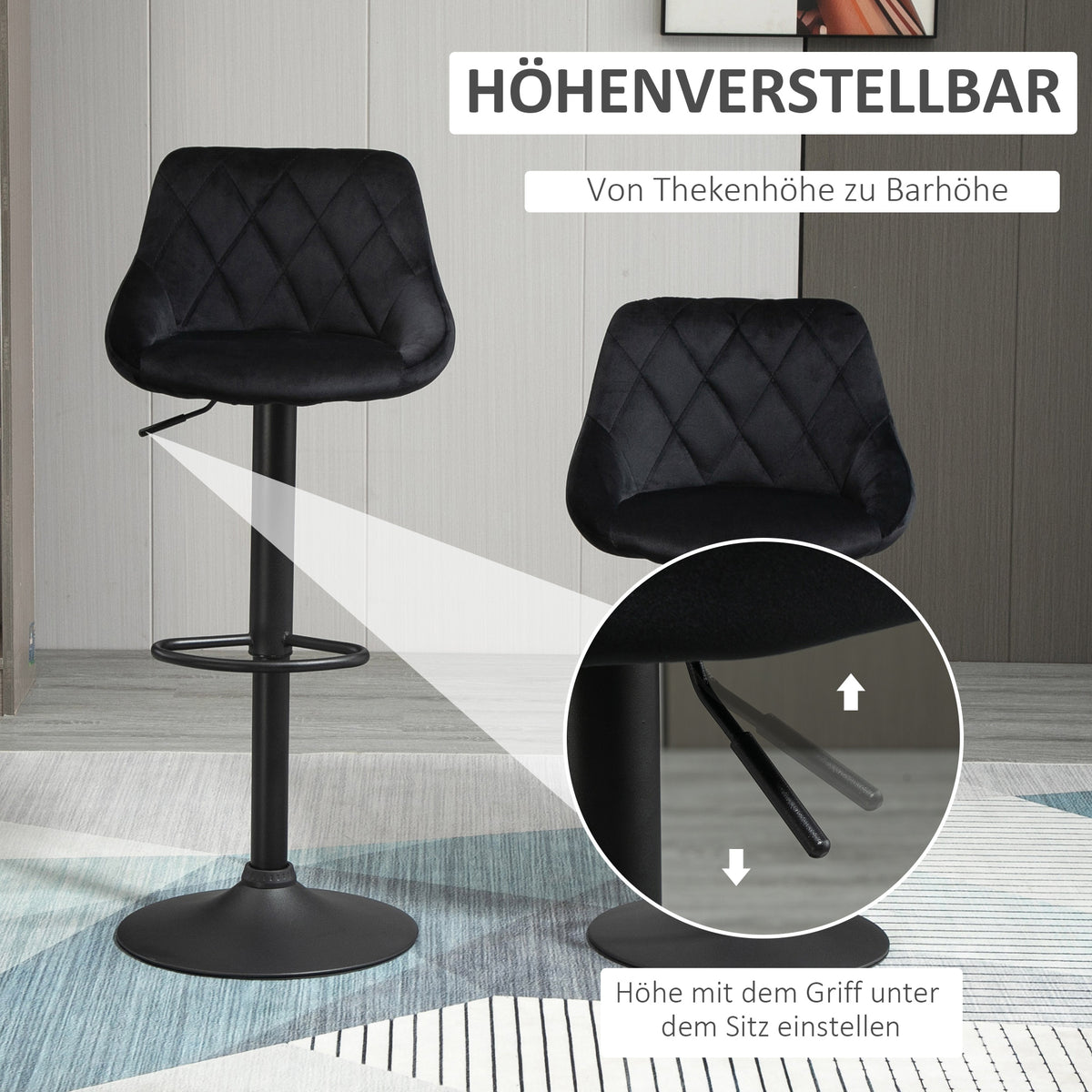 2er-Set Barhocker höhenverstellbar und drehbar