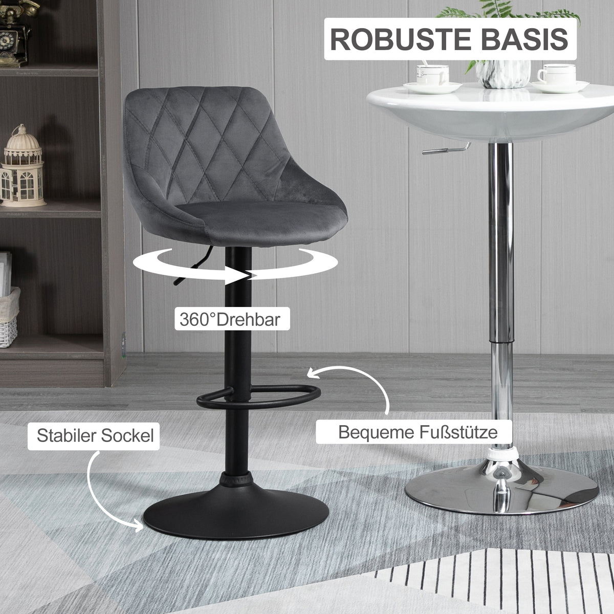 2er-Set Barhocker höhenverstellbar und drehbar