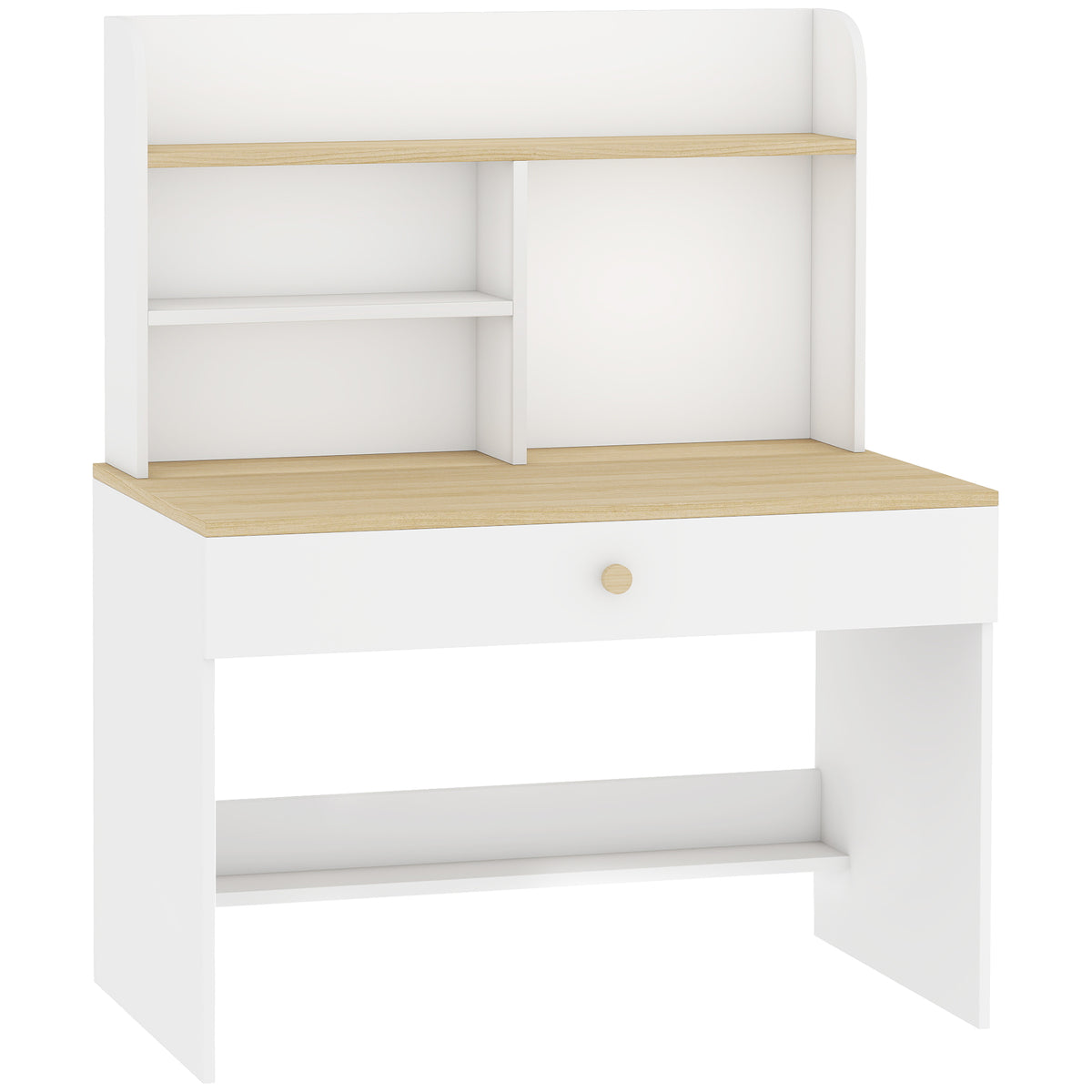 Kinderschreibtisch mit Regal und Schublade Weiß Holzoptik
