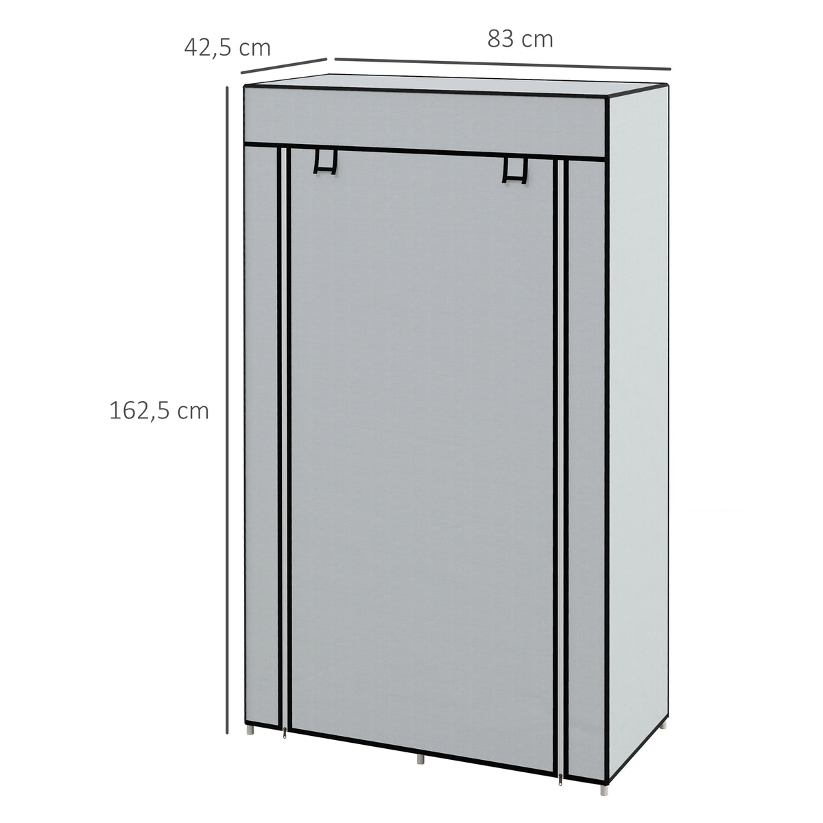 Stoffkleiderschrank mit Fächern und Kleiderstange