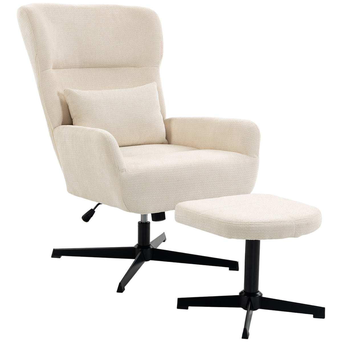 Drehbarer Relaxsessel mit Hocker und Lendenkissen