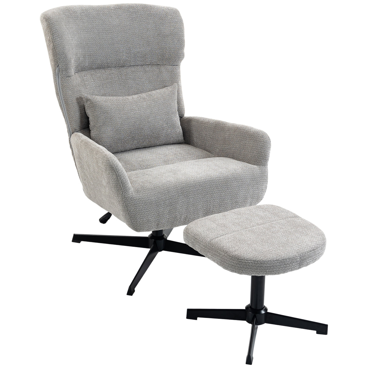 Drehbarer Relaxsessel mit Hocker und Lendenkissen