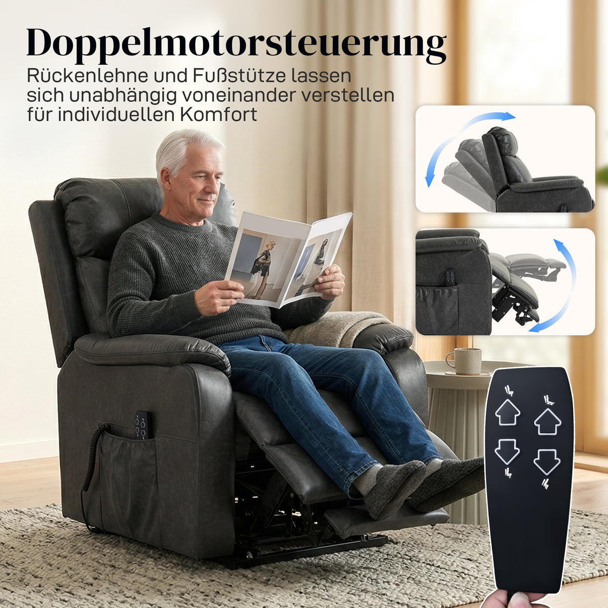 Elektrischer Aufstehsessel mit Doppelmotor