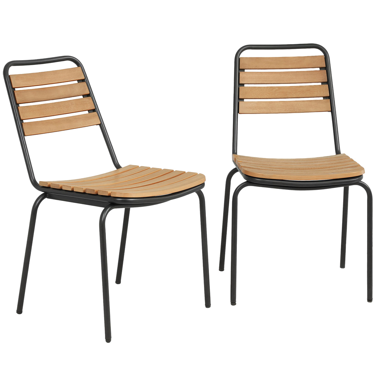 Gartenstuhl-Set aus Eukalyptusholz und Stahl