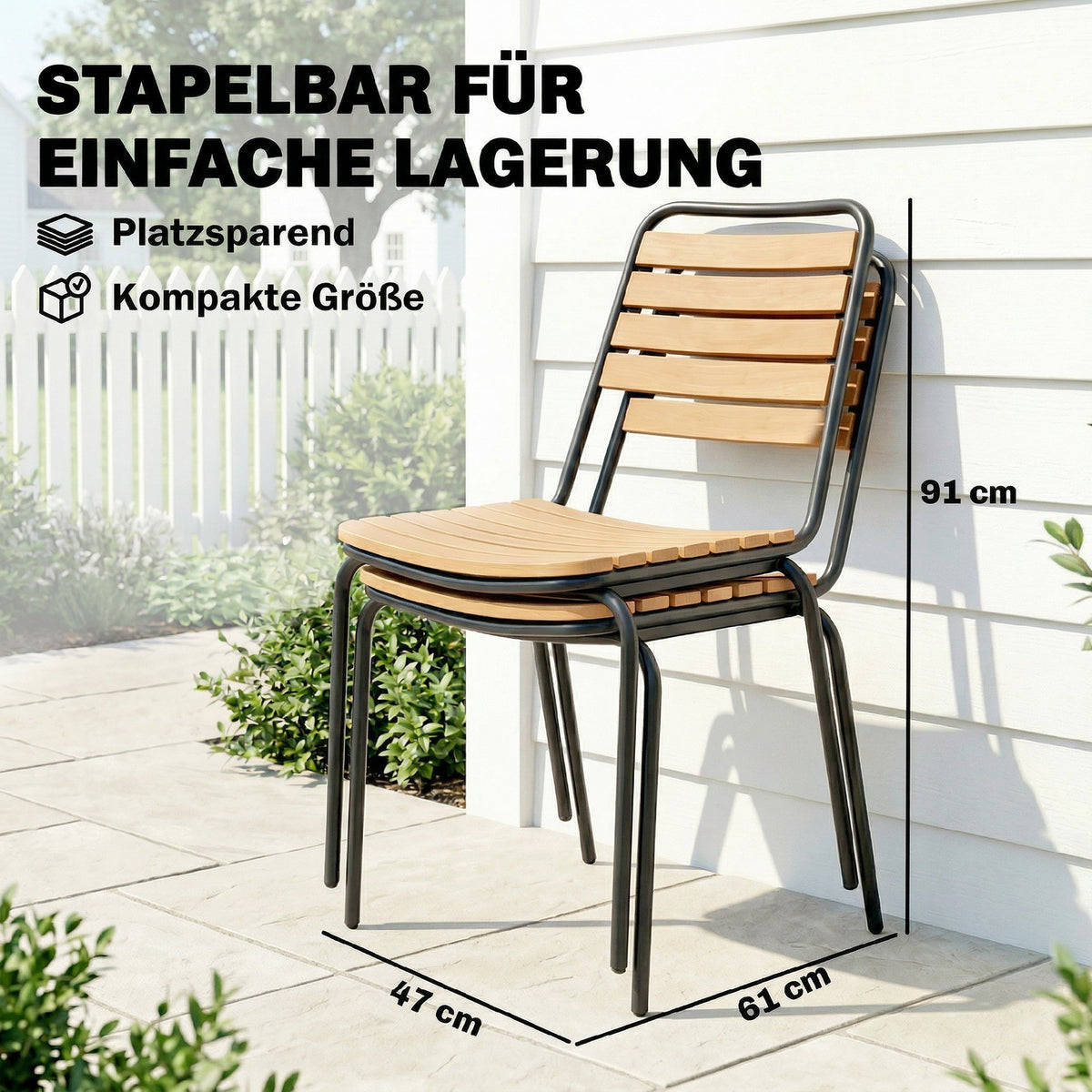 Gartenstuhl-Set aus Eukalyptusholz und Stahl