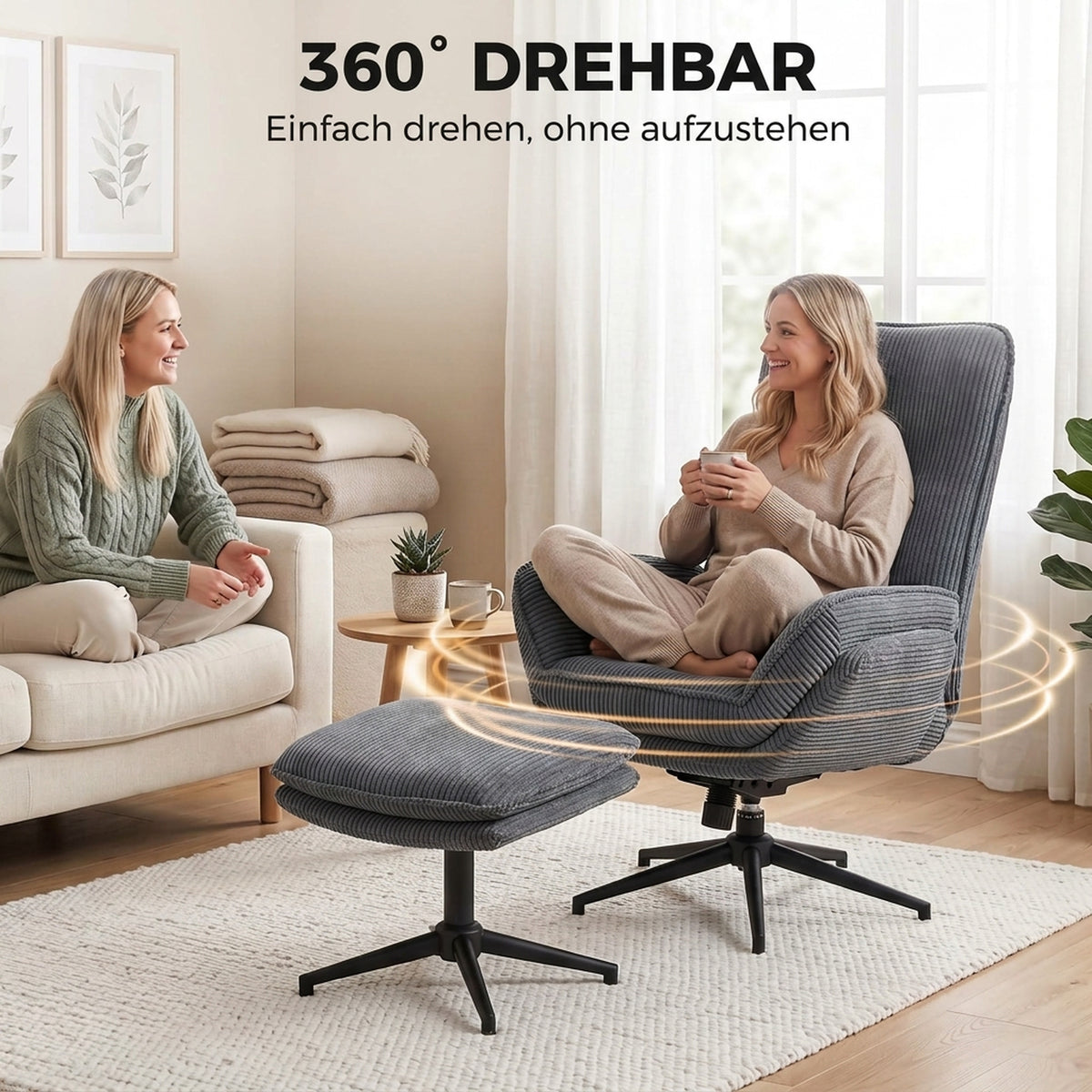 Relaxsessel mit Fußhocker und 130° Liegefunktion