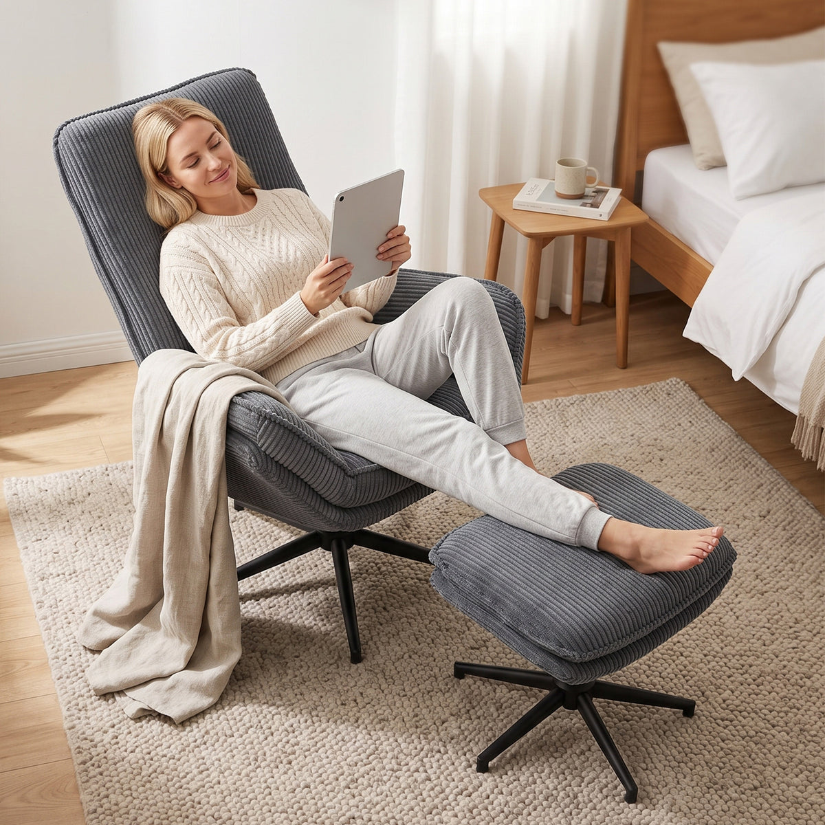 Relaxsessel mit Fußhocker und 130° Liegefunktion