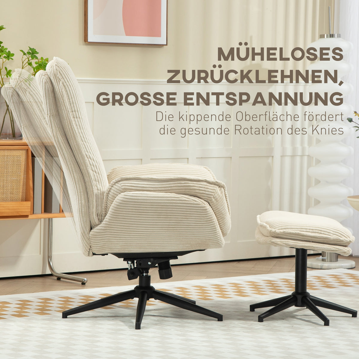 Relaxsessel mit Fußhocker und 130° Liegefunktion