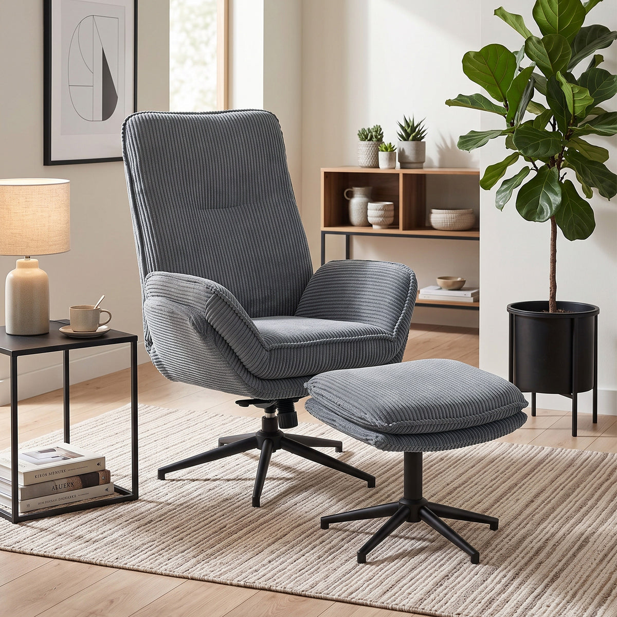 Relaxsessel mit Fußhocker und 130° Liegefunktion