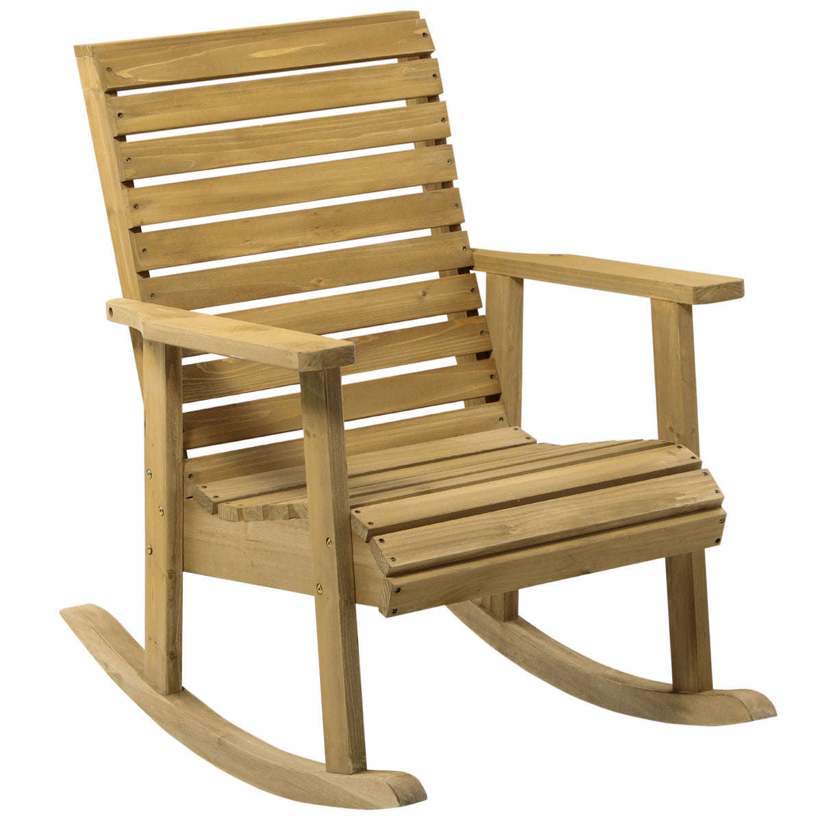 Garten-Schaukelstuhl aus Tannenholz mit Armlehnen