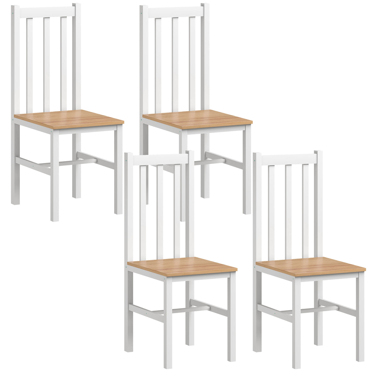 Esszimmerstuhl-Set aus Kiefernholz mit Lamellenrücken