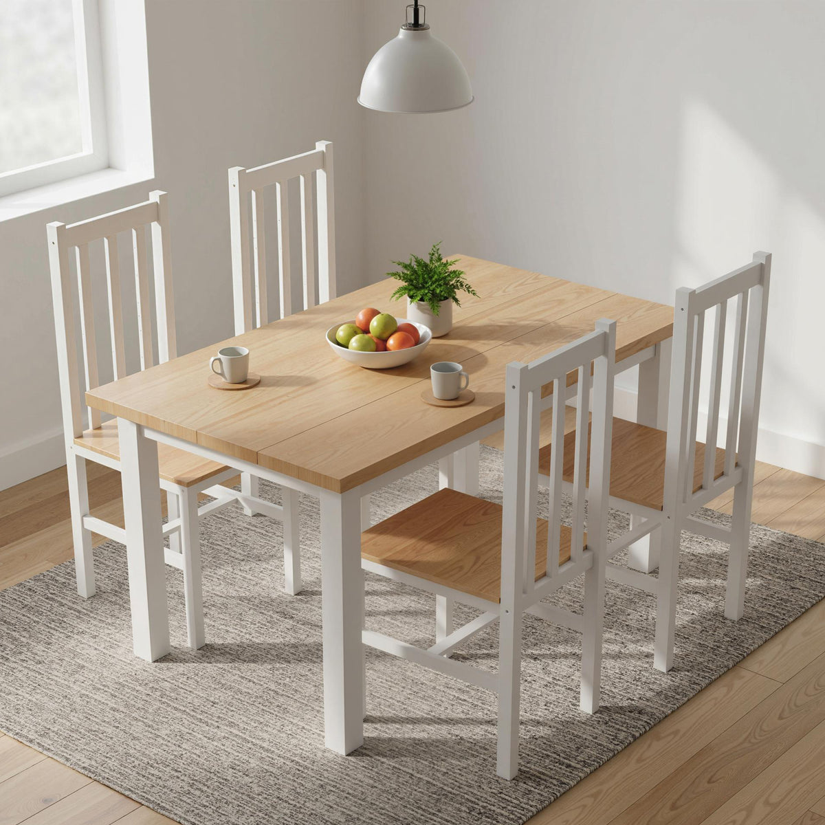 Esszimmerstuhl-Set aus Kiefernholz mit Lamellenrücken